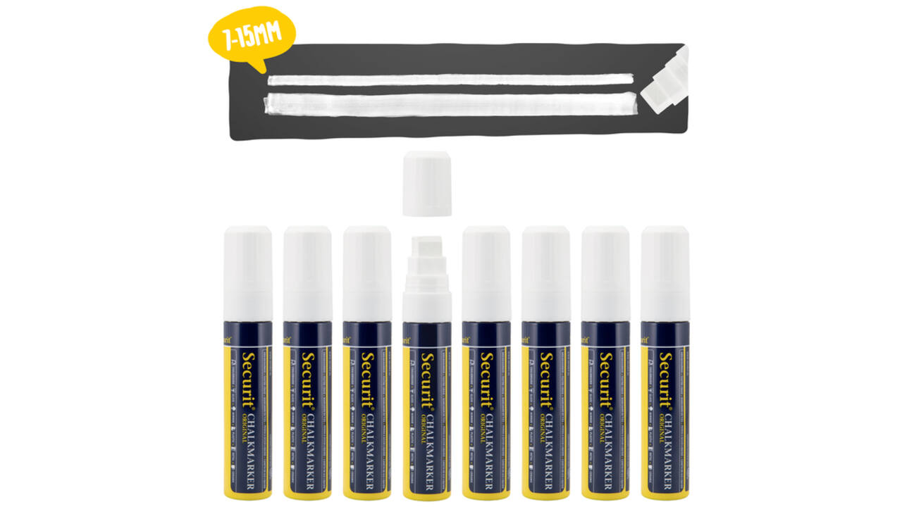 Krijtstift Securit SMA-720 blok wit 7-15mm blister à 8st