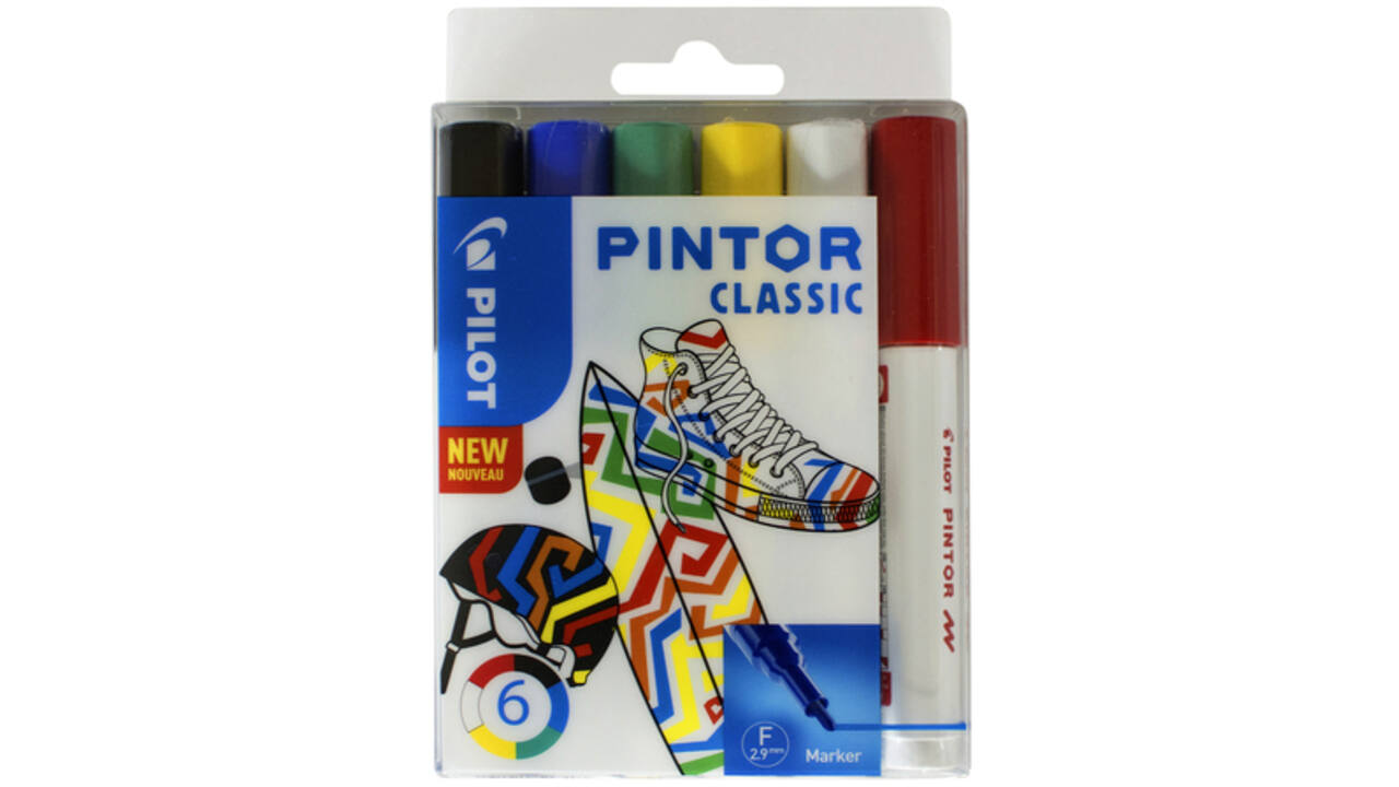 Verfstift Pilot Pintor classic fijn assorti etui à 6 stuks