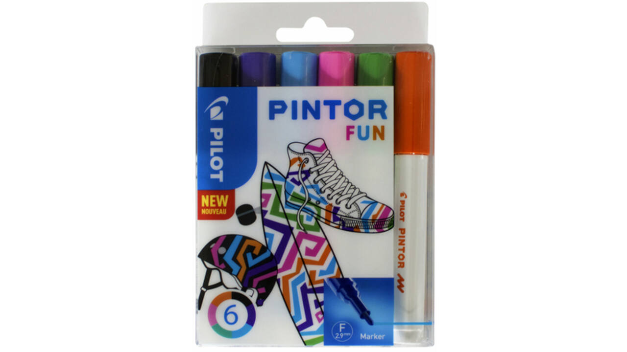 Verfstift Pilot Pintor fun fijn assorti etui à 6 stuks