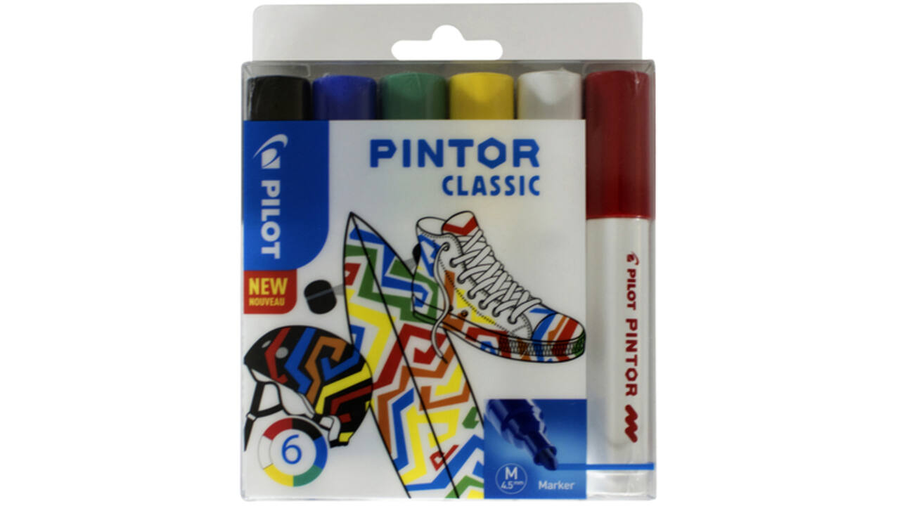 Verfstift Pilot Pintor classic medium assorti etui à 6 stuks