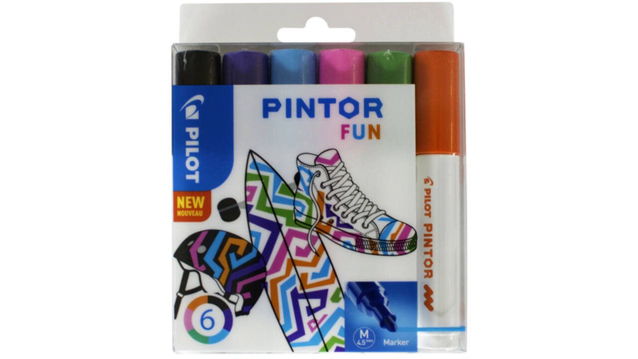 Verfstift Pilot Pintor fun medium assorti etui à 6 stuks