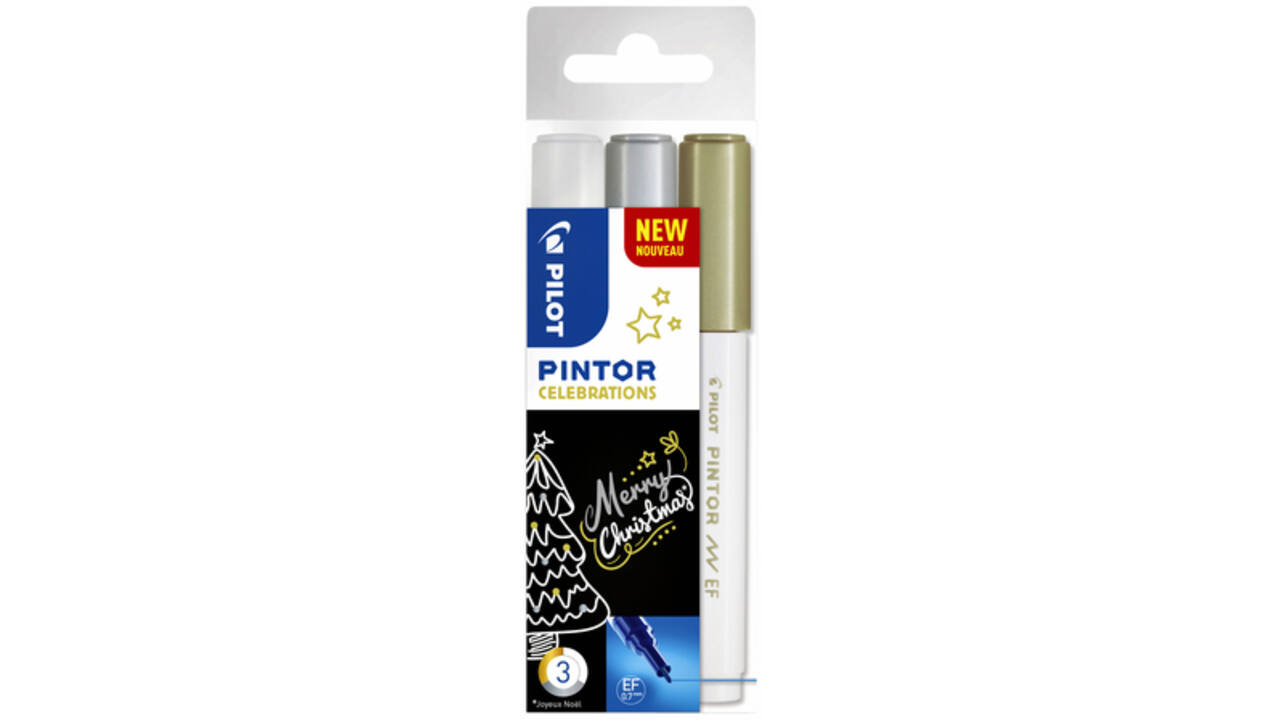 Verfstift Pilot Pintor celebrations extra fijn assorti etui à 3 stuks