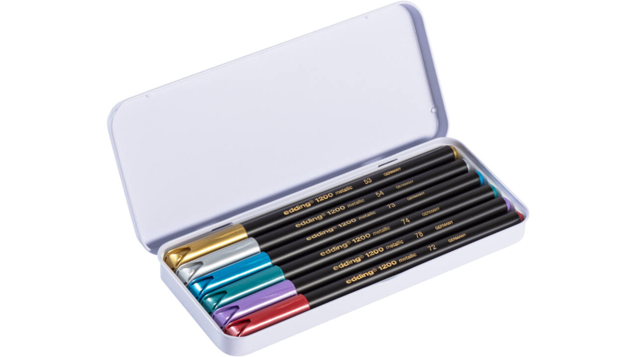 Fineliner edding 1200 053 054 072 073 074 078 fijn metallic assorti blik à 6 stuks