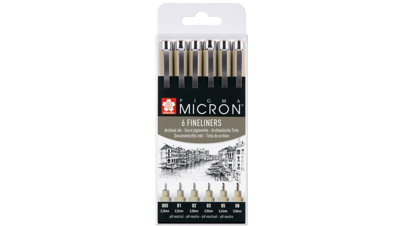 Fineliner Sakura pigma micron set 6stuks zwart
