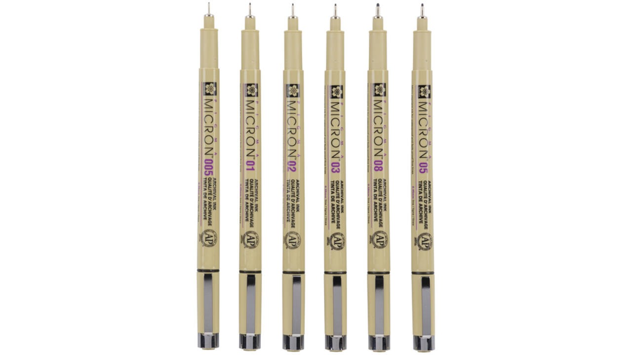 Fineliner Sakura pigma micron set 6stuks zwart