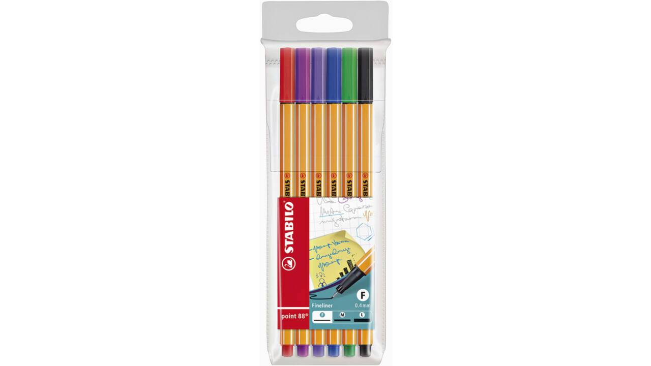 Fineliner STABILO point 88/6 fijn assorti etui à 6 stuks