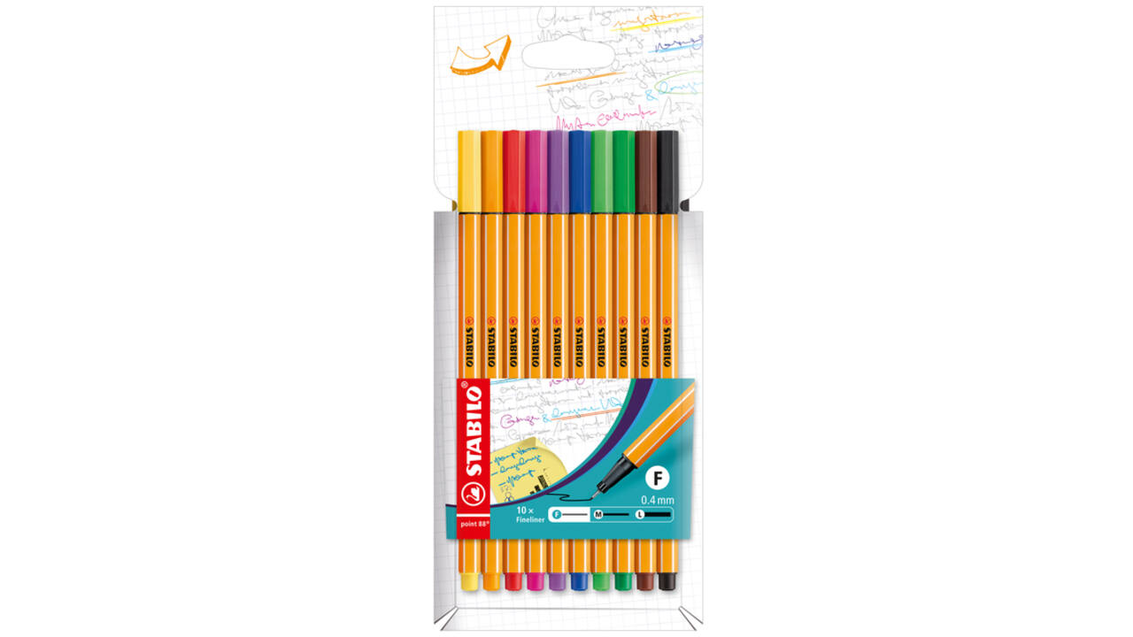 Fineliner STABILO point 88/10 fijn assorti etui à 10 stuks