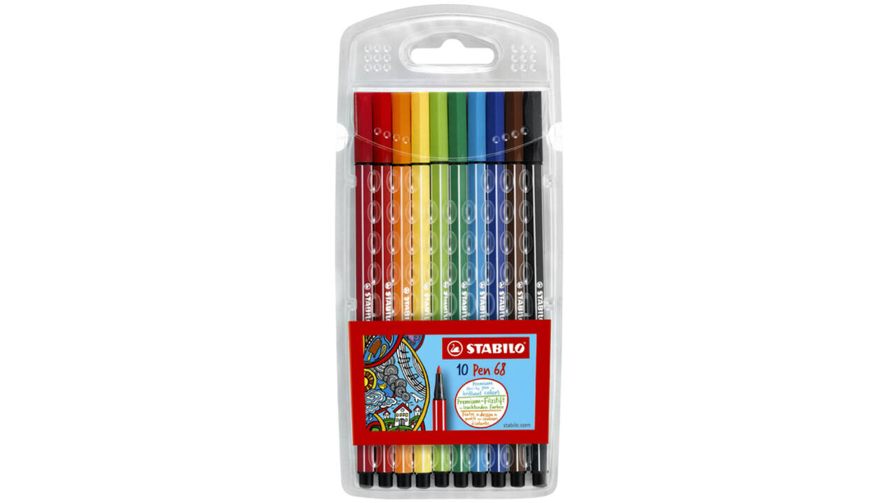 Viltstift STABILO Pen 68/10 medium assorti etui à 10 stuks