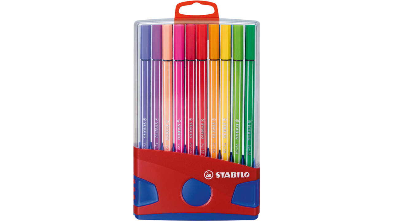Viltstift STABILO Pen 68/20 ColorParade in rood/blauw etui M ass 20st