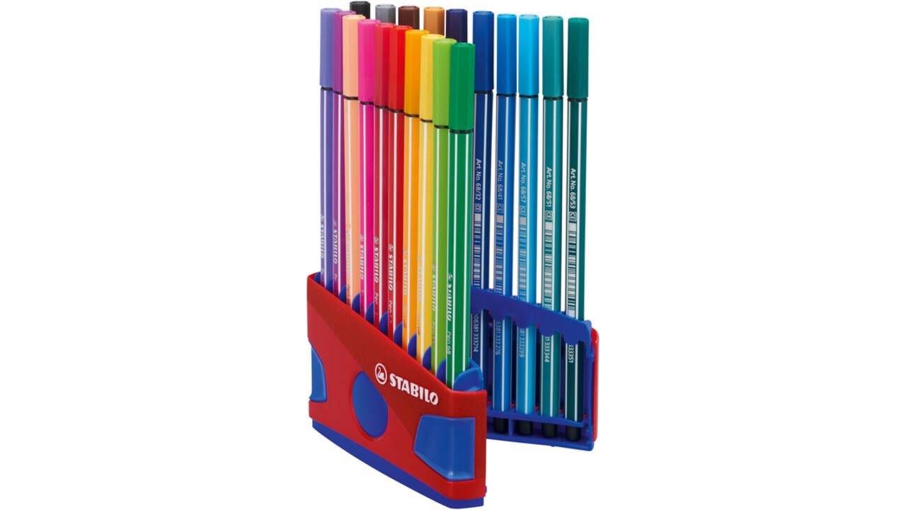 Viltstift STABILO Pen 68/20 ColorParade in rood/blauw etui M ass 20st