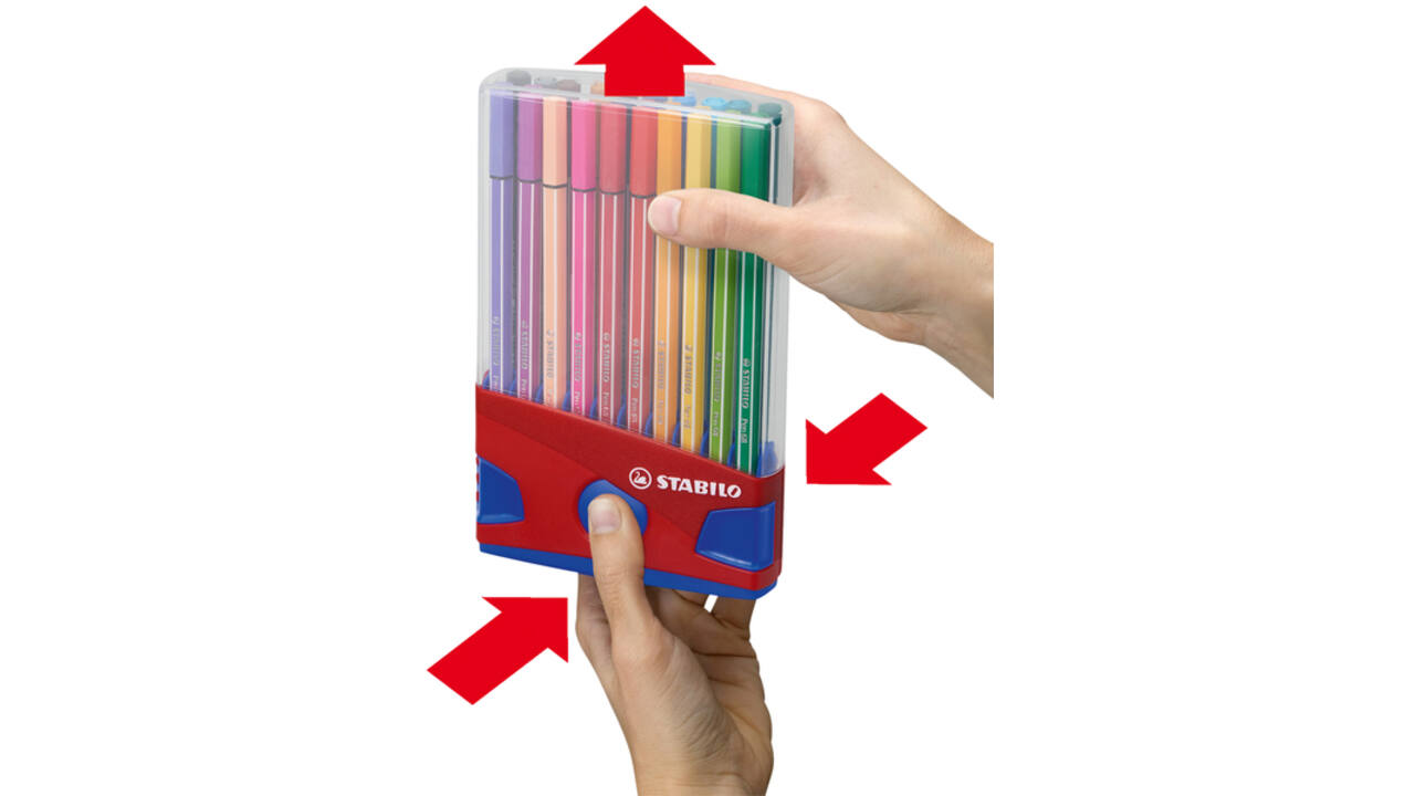 Viltstift STABILO Pen 68/20 ColorParade in rood/blauw etui M ass 20st