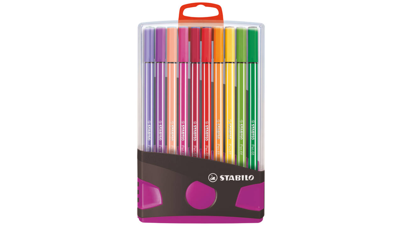 Viltstift STABILO Pen 68/20 ColorParade in antr/roze etui M ass 20st