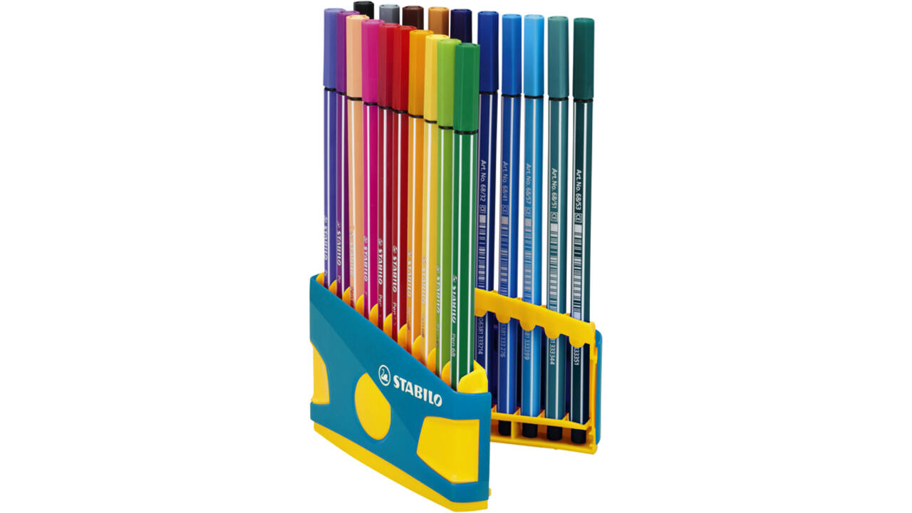 Viltstift STABILO Pen 68/20 ColorParade in antr/turq etui M ass 20st