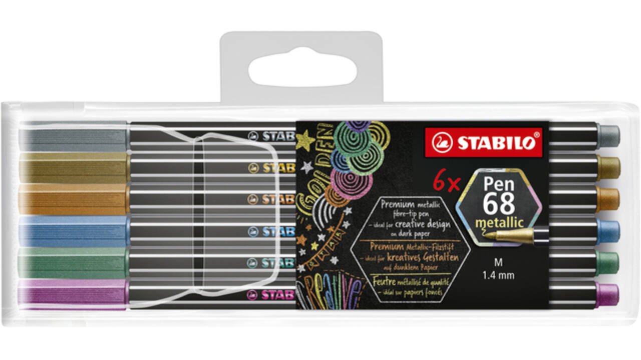 Viltstift STABILO Pen 68/06 medium metallic assorti etui à 6 stuks