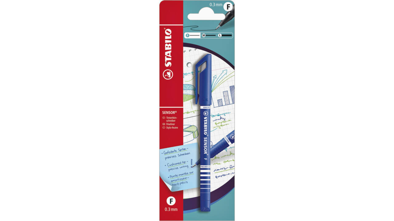 Fineliner STABILO Sensor 10195 fijn blauw blister à 1 stuk