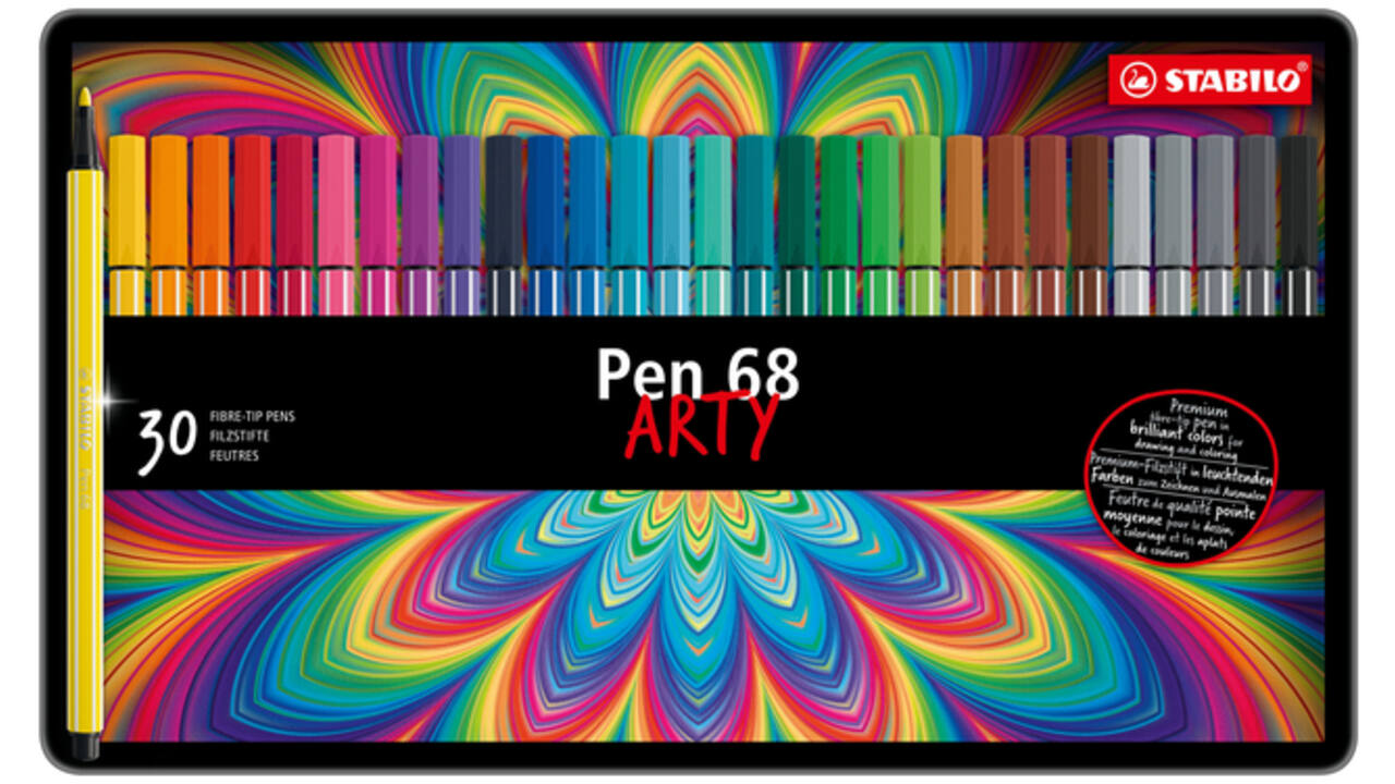Viltstift STABILO Pen 68/30 Arty medium assorti blik à 30 stuks