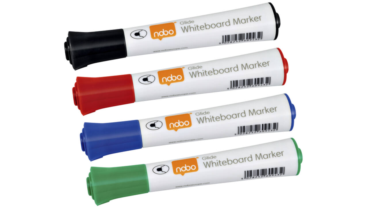 Viltstift Nobo whiteboard Glide rond assorti 3mm 4st