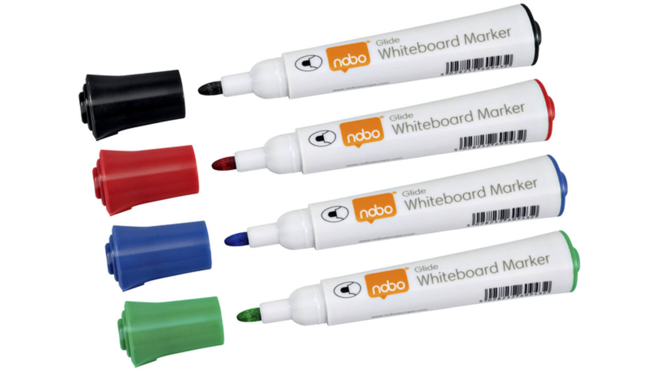 Viltstift Nobo whiteboard Glide rond assorti 3mm 4st