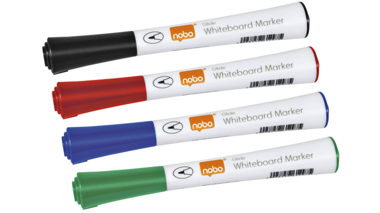 Viltstift Nobo whiteboard Glide rond assorti 1mm 4st