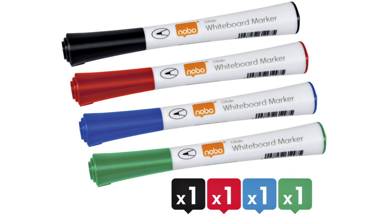 Viltstift Nobo whiteboard Glide rond assorti 1mm 4st