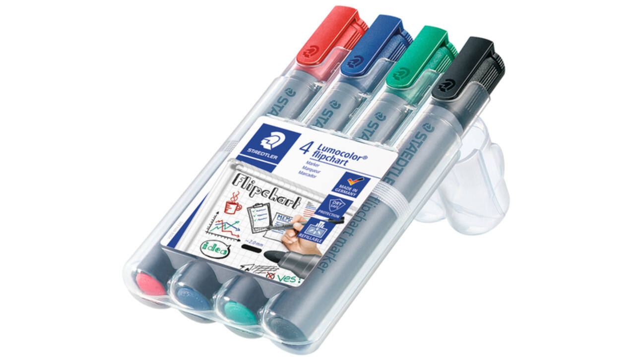 Viltstift Staedtler 356 voor flipover rond 2mm 4 stuks assor