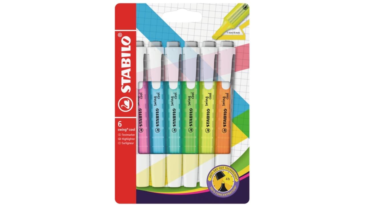Markeerstift STABILO Swing cool 275/6 assorti etui à 6 stuks