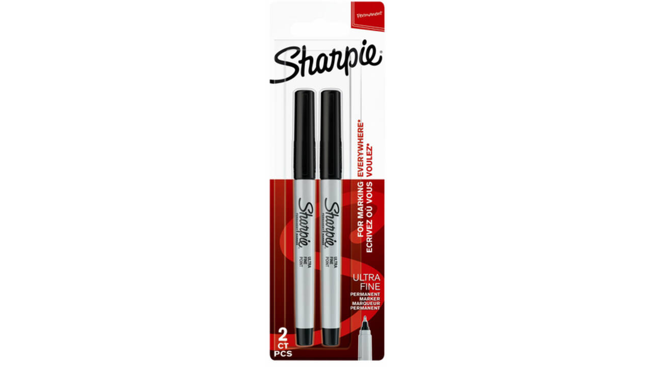 Viltstift Sharpie rond ultra fine zwart blister à 2 stuks