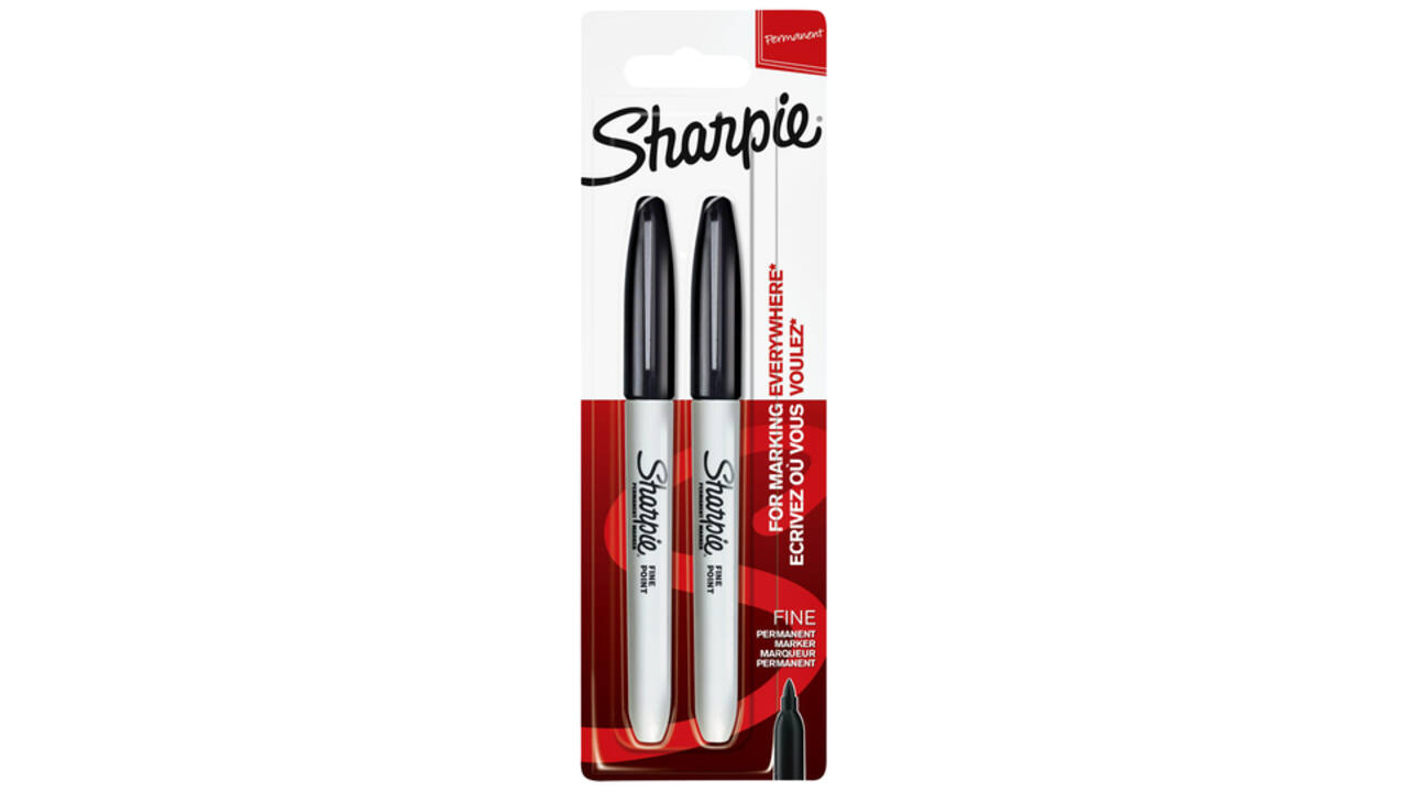 Viltstift Sharpie rond fijn zwart blister à 2 stuks