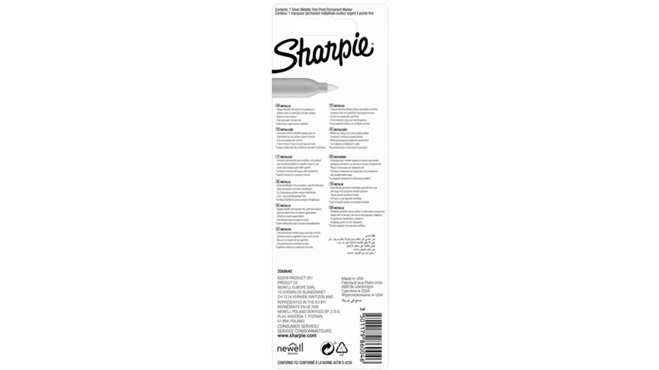Viltstift Sharpie rond fijn metallic zilver blister à 1 stuk