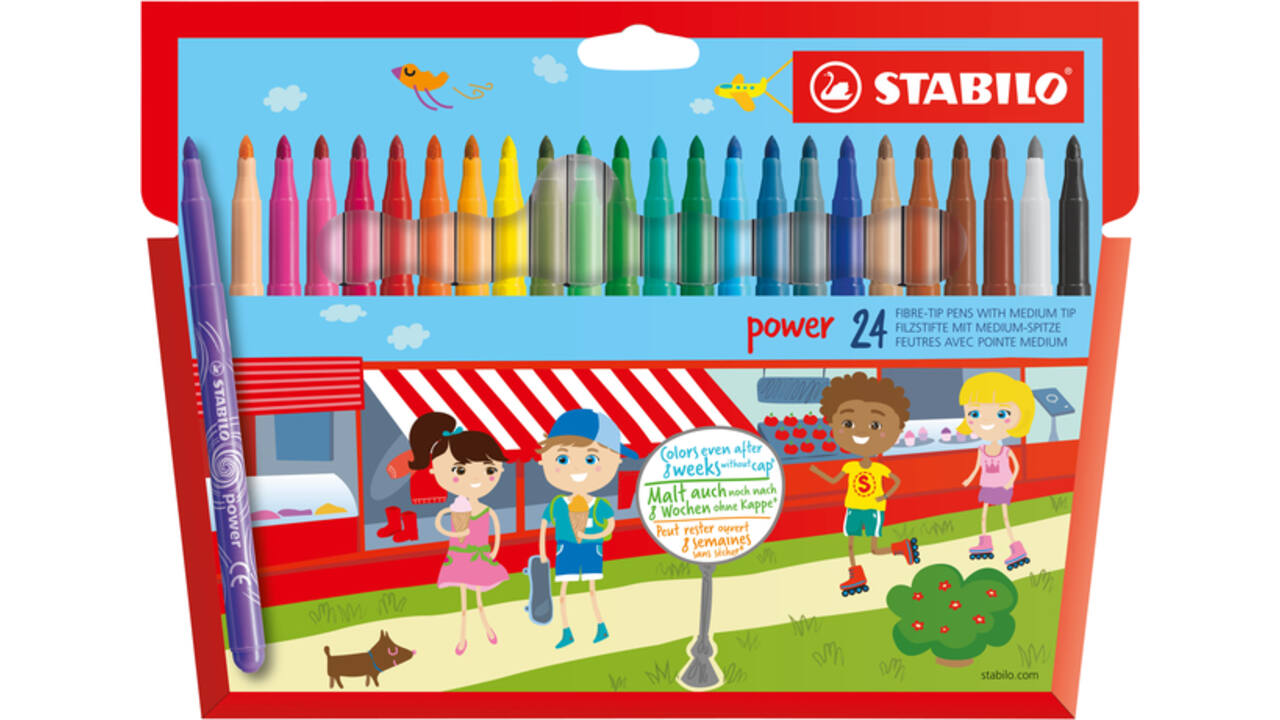 Viltstift STABILO power 280/24 assorti etui à 24 stuks