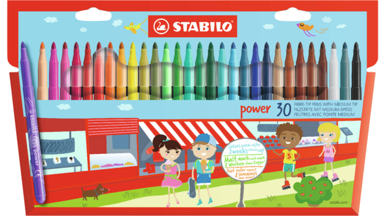 Viltstift STABILO power 280/30 assorti etui à 30 stuks