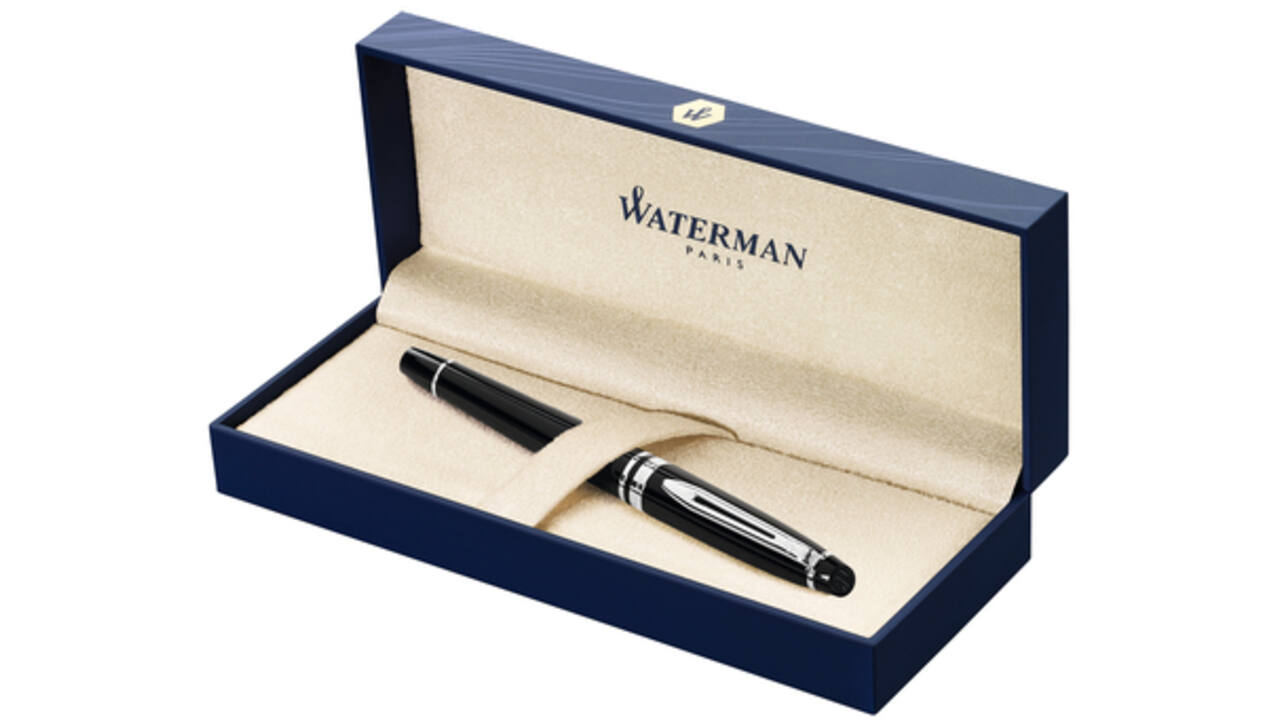 Rollerpen Waterman Expert black lacquer CT fijn
