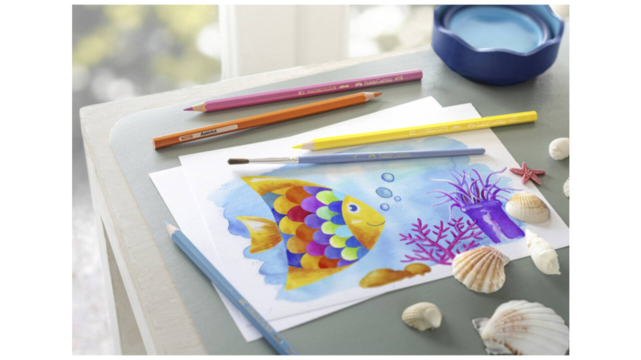 Kleurpotloden Faber-Castell aquarel incl penseel assorti set à 24 stuks