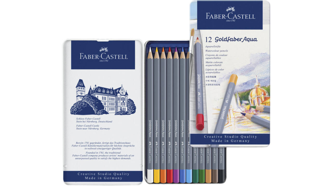 Kleurpotloden Faber-Castell Goldfaber aquarel assorti blik à 12 stuks