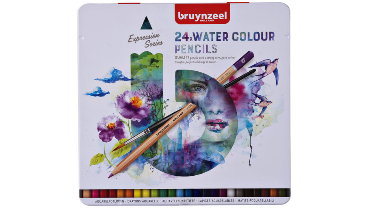 Kleurpotloden Bruynzeel aquarel Expression blik à 24 stuks assorti
