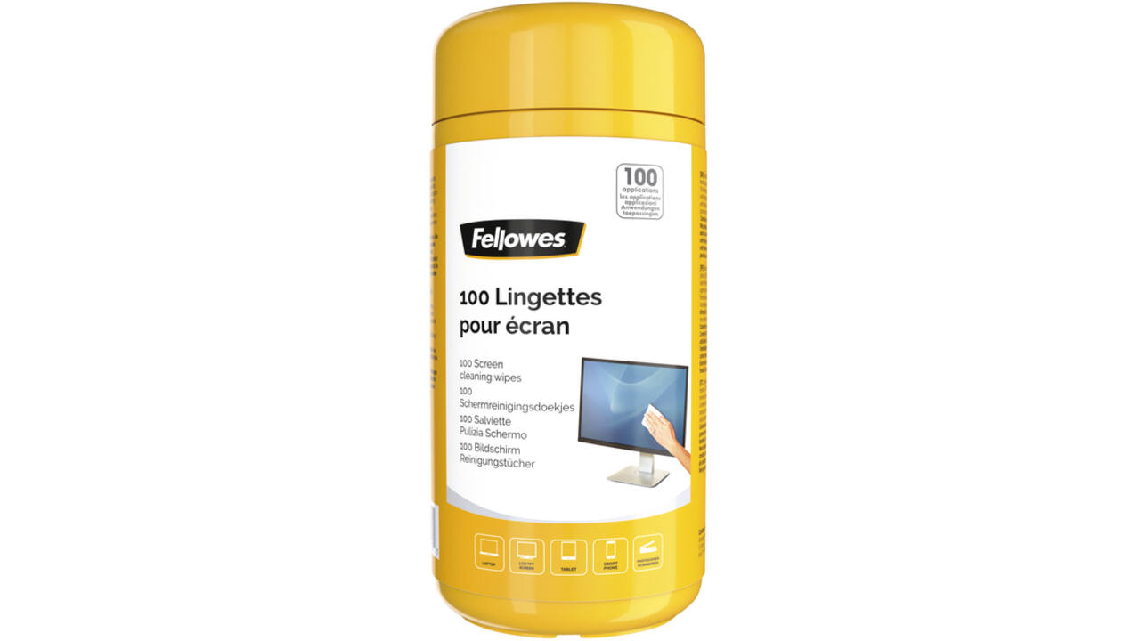 Reinigingsdoekjes Fellowes beeldscherm dispenser 100stuks