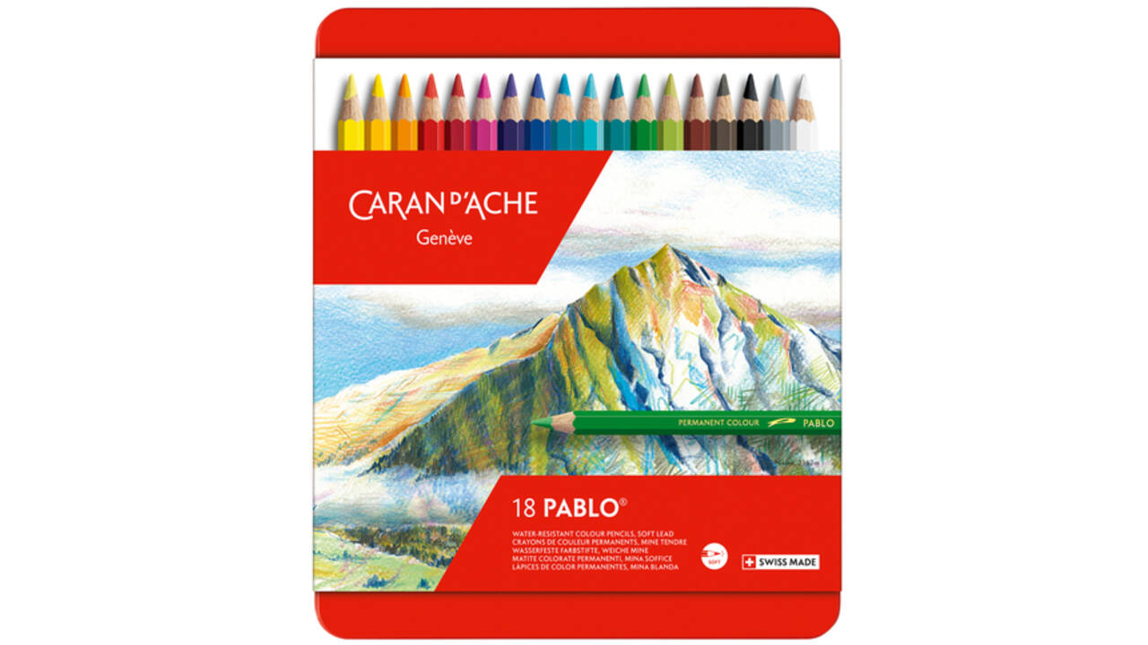 Kleurpotloden Caran d'Ache Pablo assorti blik à 18stuks