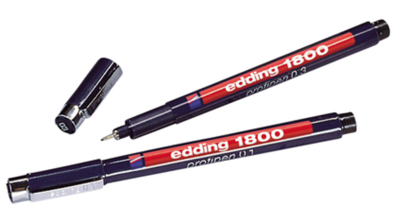 Fineliner edding 1800 0.25mm - 0.35mm - 0.5mm zwart set à 3 stuks