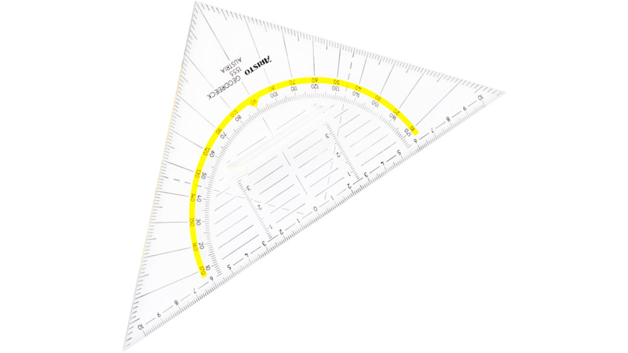 Geodriehoek Aristo 1555/2 225mm met greep transparant