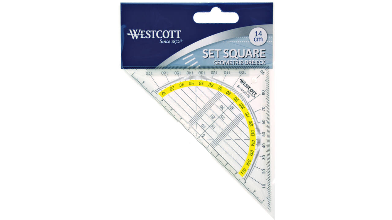 Geodriehoek Westcott 14cm transparant