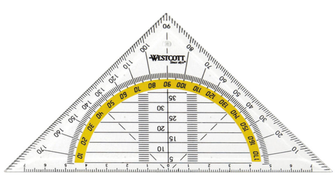 Geodriehoek Westcott 14cm transparant