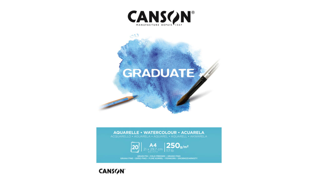 Aquarelblok Canson Graduate A4 250gr 20vel