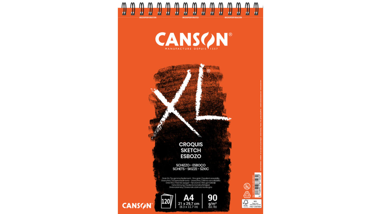 Schetsblok Canson XL Croquuis A4 90gr spiraal 120vel