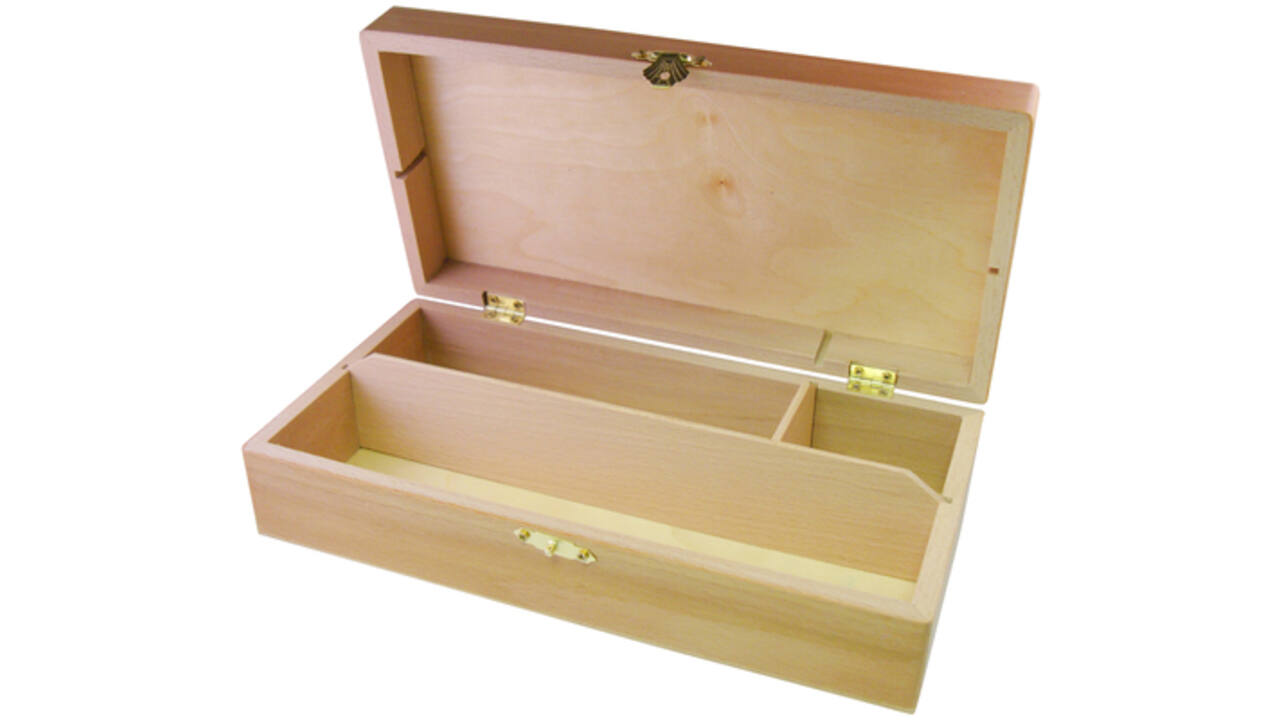Tekendoos 25x12.5x6.5cm 3 vakken beukenhout