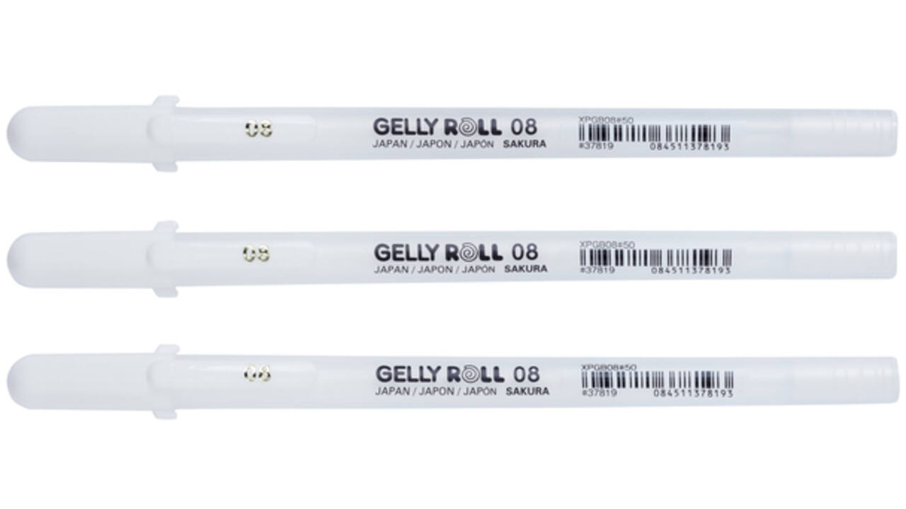 Gelschrijver Sakura Gelly Roll 08 medium 0.4mm set à 3 stuks wit