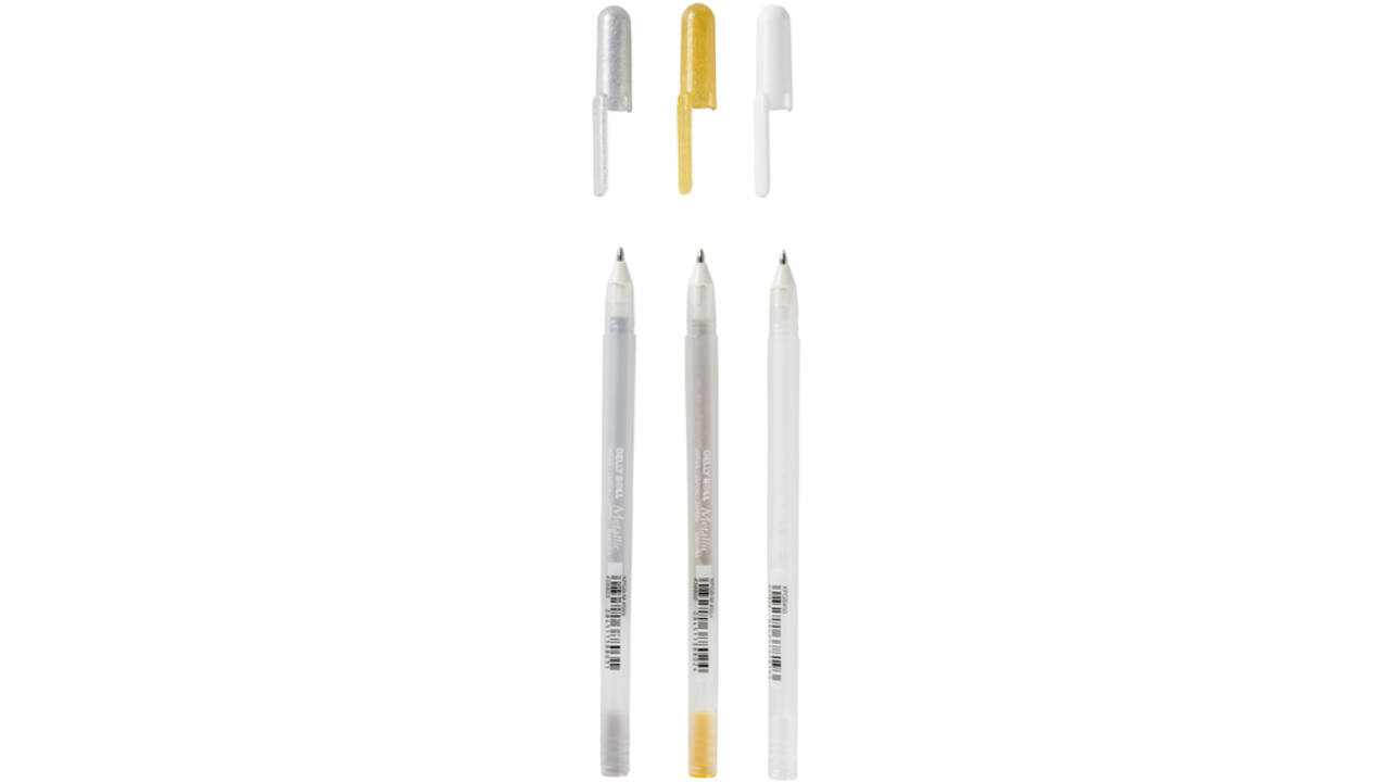 Gelpen Sakura Gelly Roll Favourites set 3 kleuren Goud-Zilver-Wit