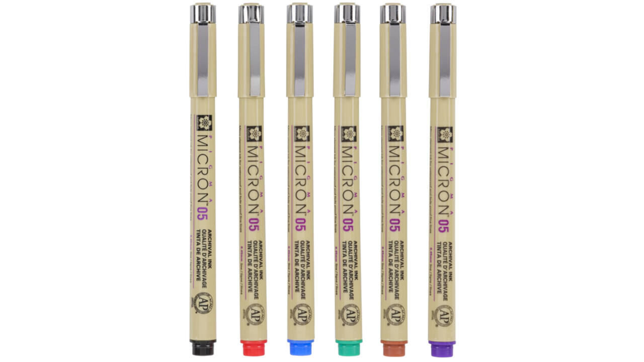 Fineliner Sakura Pigma Micron 05 basic set 6 kleuren