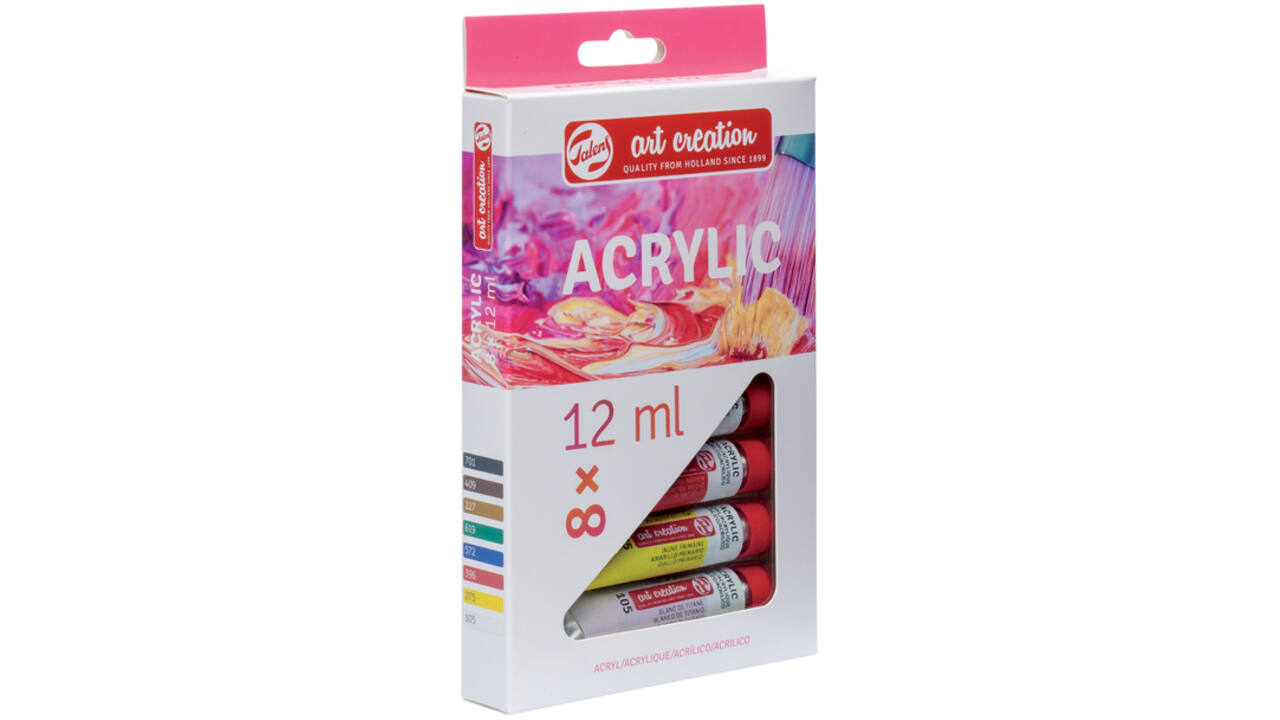 Acrylverf Talens Art Creation met stappenplan 12ml set à 8 kleuren