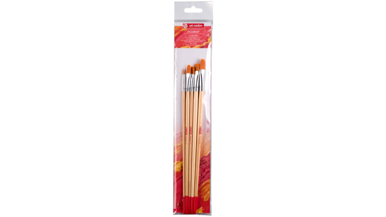 Penseel Talens Art Creation filament rond en plat set à 5 stuks