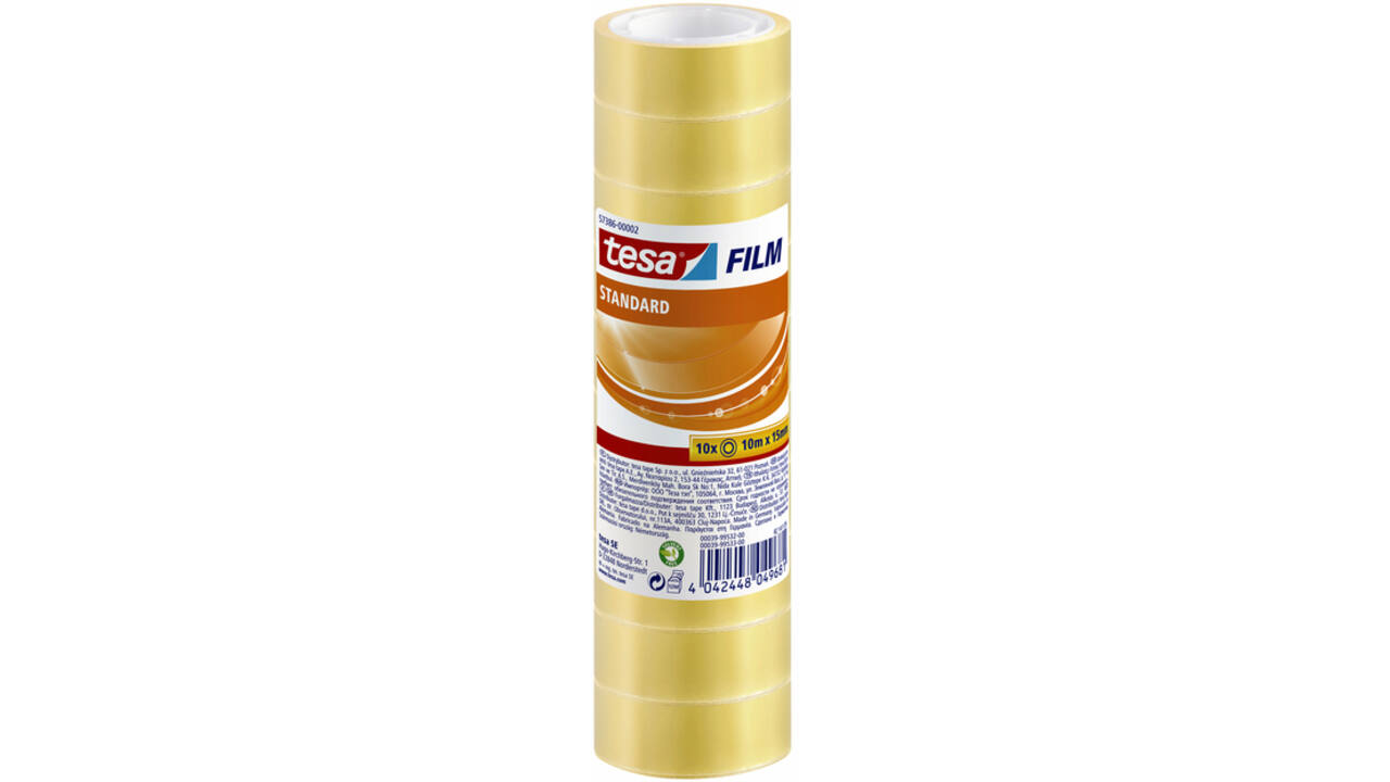 Plakband tesafilm® Standaard 10mx15mm krimp transparant 10 rollen